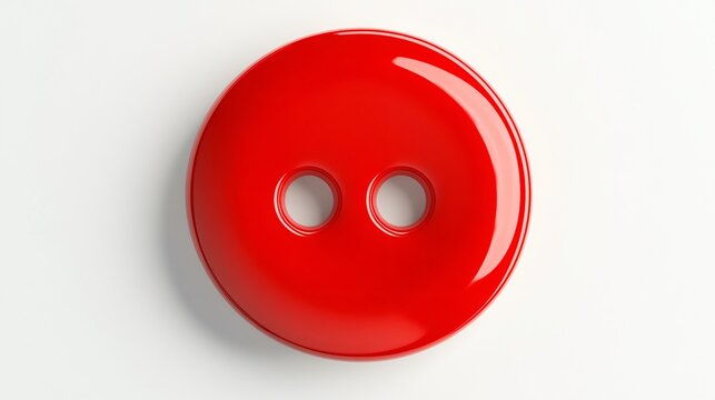 3D Illustration of a Bright Red Button with Four Holes