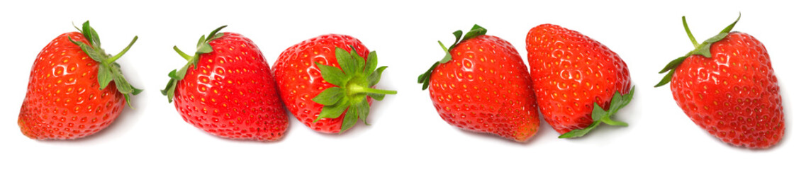 Set fresh strawberries isolated on white background. Juicy berry © Ian 2010