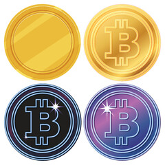 Colorful Bitcoin Cryptocurrency Coins Illustration