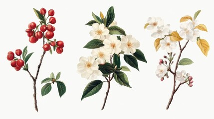 Fototapeta premium Cherry Blossom Botanical Art