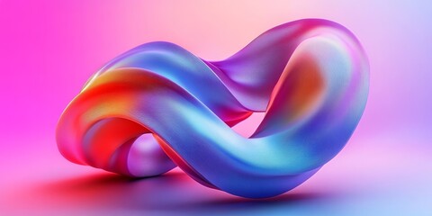 Abstract 3d render, iridescent background design, colorful illustration, Generative AI