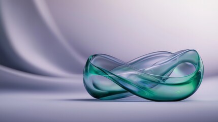 Obraz premium Abstract Glass Sculpture Futuristic Design Teal and Silver Modern Art 3D Render