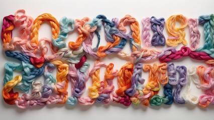 Knitted Crochet Numbers Set on White Background