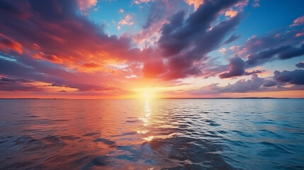 Fototapeta premium Sunset on the sea waves.