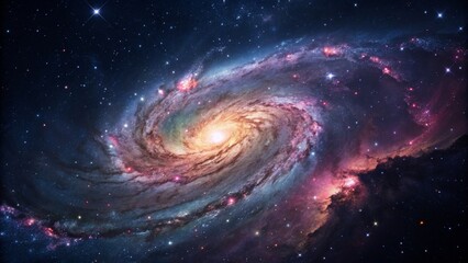 Obraz premium Cosmic Spiral Galaxy Colorful Nebula Swirl, Space Art, Astronomy, Galaxy, Nebula
