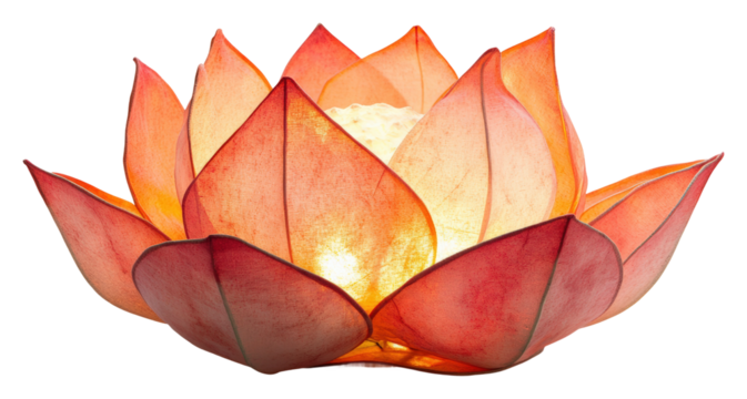 Tranquil lotus flower lamp decorative lighting for home calmness isolated on transparent background