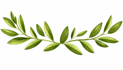 Obraz premium Green leafy branches forming an arc over a white background, for headers and design generative AI