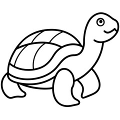Cute Silhouette Turtle Line Art Black Vector Carton Illustration