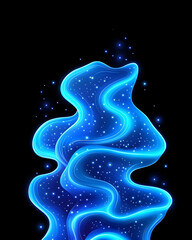 Obraz premium Abstract blue smoke, sparkles on a black background for design element generative AI