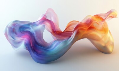 Fototapeta premium Abstract colorful waves, iridescent design, 3d render, Generative AI
