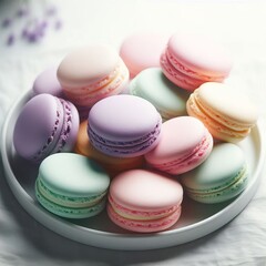 Fototapeta premium Gourmet macarons in delicate pastel shades