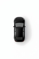 Fototapeta premium Aerial view of black sedan car parked on the side of the road for transportation generative AI
