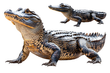 Fototapeta premium collection of crocodile isolated on white background