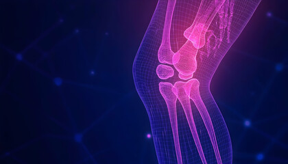 Knee pain illustration with digital art. Use for scientific or medical purposes generative AI