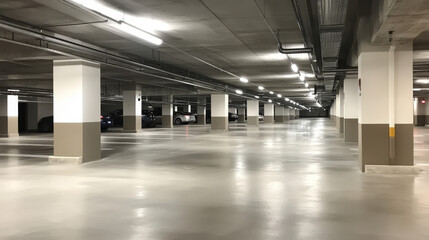 Underground parking banner with isometric basement garage with cars, lots, columns and charger stations for electric vehicles. Vector landing page of auto parking in mall or city house