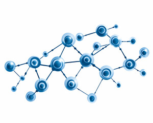 Blue molecules connected, science, technology, medicine and research, isolated use generative AI