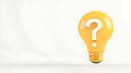 Lightbulb with question mark on white background for business or education idea generative AI