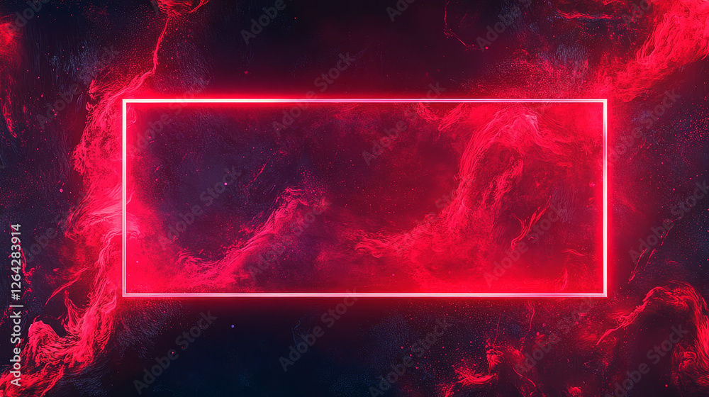 Wall mural offline banner red stream template design. game broadcast media overlay with neon light frame. abstr