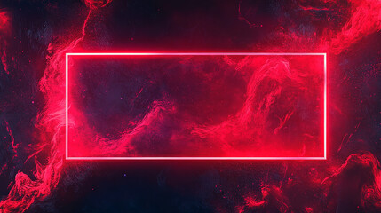Offline banner red stream template design. Game broadcast media overlay with neon light frame. Abstract cover layout element for streamer. Social media button on channel interface.