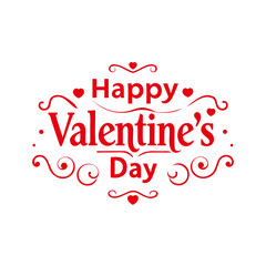 Stylish Valentine's Day Typography – Elegant Red Text Vector on Transparent Background