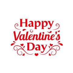 Stylish Valentine's Day Typography – Elegant Red Text Vector on Transparent Background