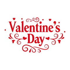 Elegant Red Text Typography for Valentine's Day &ndash; Vector Illustration on Transparent Background