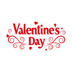 Elegant Red Text Typography for Valentine's Day Vector illustration on transparent background
