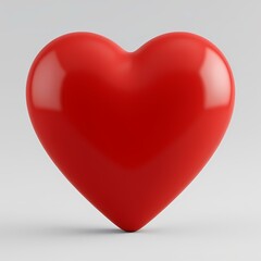 A heart shaped red plastic ball on grey background.