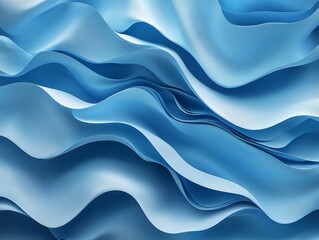 Fototapeta premium Abstract blue waves, layered design, 3d render, Generative AI