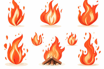 Burning Flames Set. Hot blaze set illustration for design generative AI