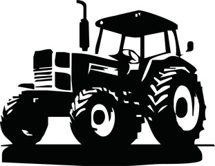 Farm Machinery Power: Tractor Silhouette - Stock Vector