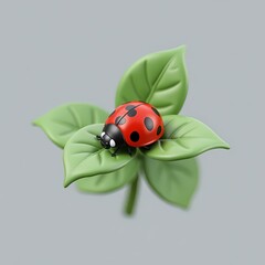 Obraz premium A ladybug on green leaves.