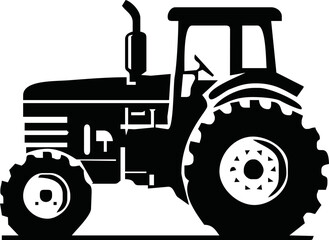 Farm Machinery Power: Tractor Silhouette - Stock Vector