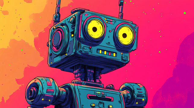 Artificial intelligence robot, cartoon vector illustration isolated on background. Development of robots