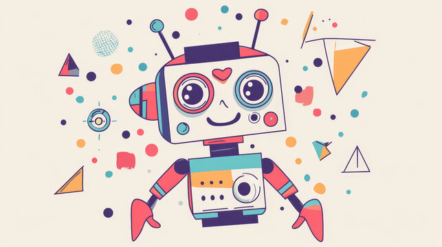 Artificial intelligence robot, cartoon vector illustration isolated on background. Development of robots