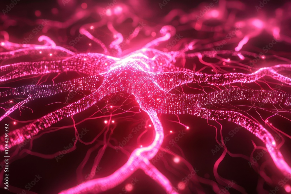 Poster biometric neural matrix featuring evolving data nodes and real-time interactions.