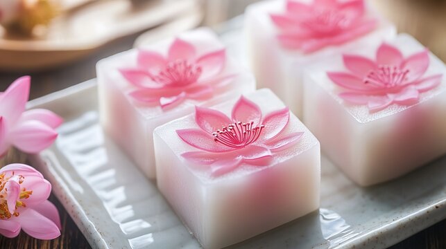 Cool Japanese Sweets with Lotus Motif. Traditional and Artistic Confections with Lotus Patterns.