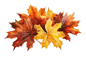 Obraz premium Whispers of Autumn A Watercolor Embrace Autumn Serenity Delicate Leaves in Warm Hues Falling for Fall An Artistic Leaf Collection