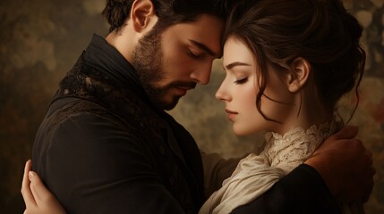 Historical Romance Novel Cover Featuring a Couple in Love