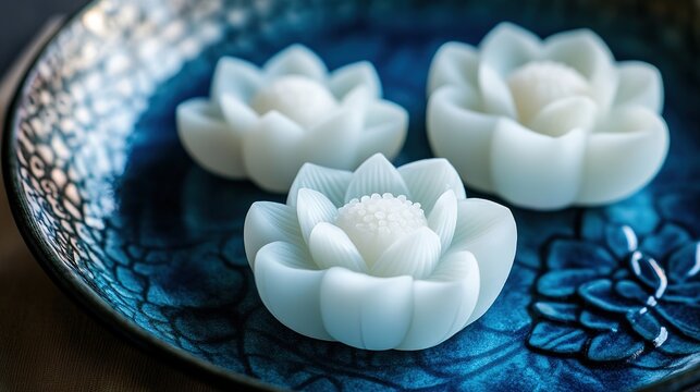 Cool Japanese Sweets with Lotus Motif. Traditional and Artistic Confections with Lotus Patterns.