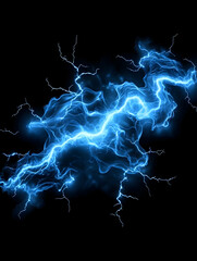 Electric blue lightning strikes on a dark backdrop, showcasing atmospheric power use generative AI