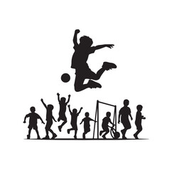 Kids mid-air jumping silhouette vector illustration
