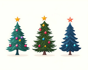 Festive decorated Christmas fir trees illustration for holiday greeting cards generative AI