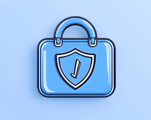 Protected briefcase icon against light backdrop for commerce & online security use generative AI