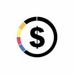 business Pie Chart icon or logo silhouette