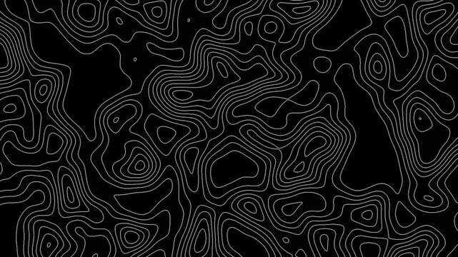 Topographic background animation white stripes background black background 4K resolution motion video