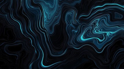 Obraz premium Ethereal Blue-Glowing Abstract Banner Design. Dark Background with Swirling Light and Noise Texture for Poster Header.