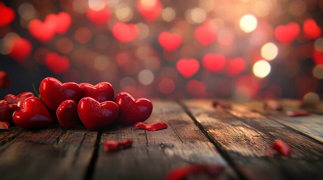 Valentines Day Card with Heart Balloons Love Flying