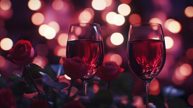 Romantic Valentine's Day Background with Pink Heart Bokeh