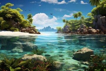 Island beach landscape outdoors.